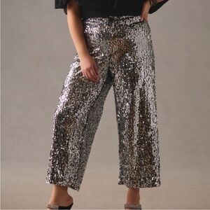 Maeve by Anthropologie size 31 black sequin pants cropped at ankle